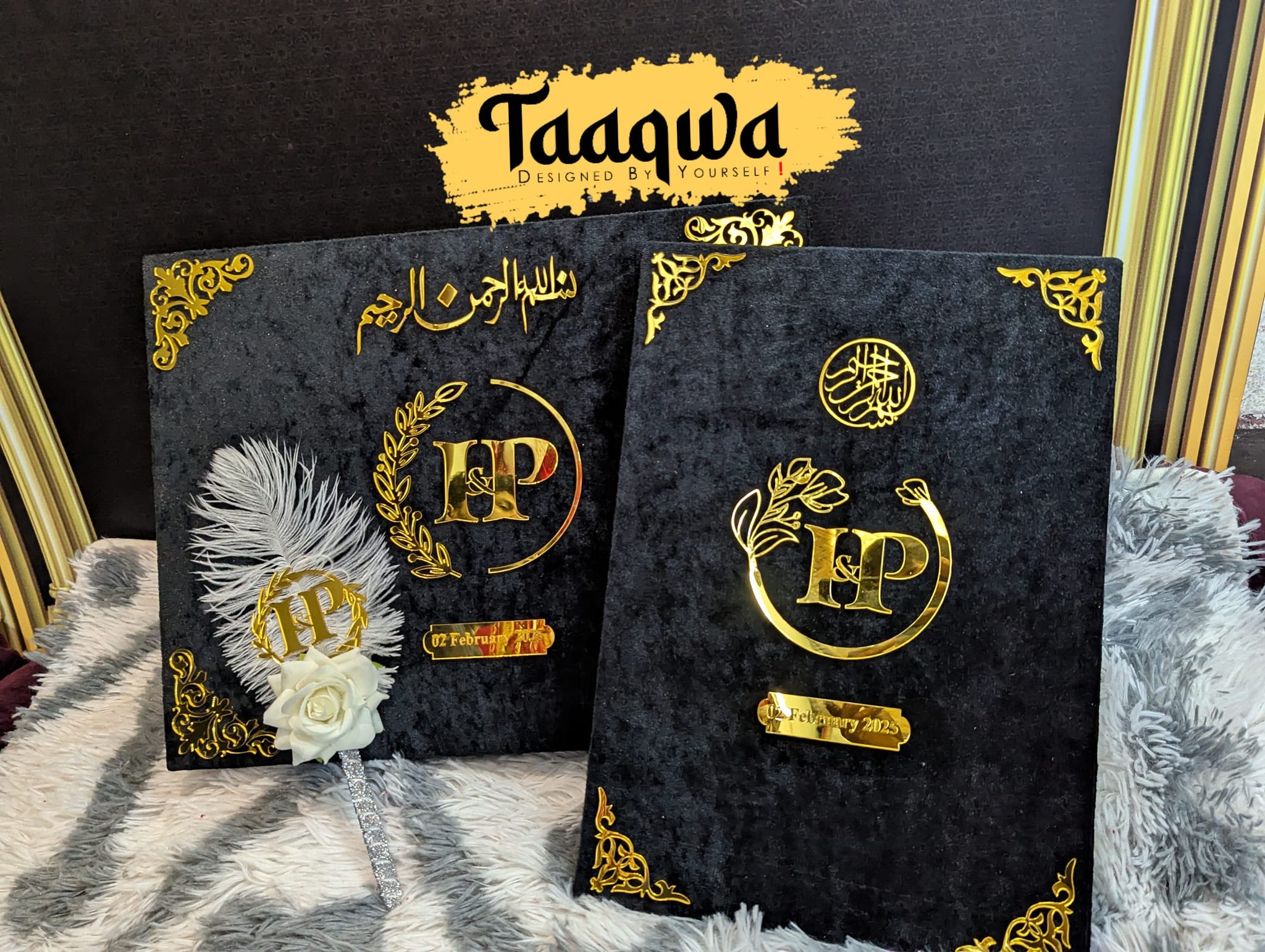 Premium Black Velvat Nikkah Book (With Customised Pen)