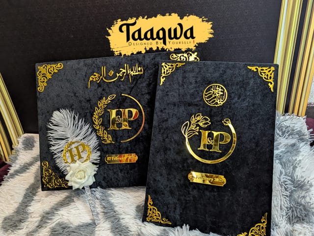Premium Black Velvat Nikkah Book (With Customised Pen)_img_0