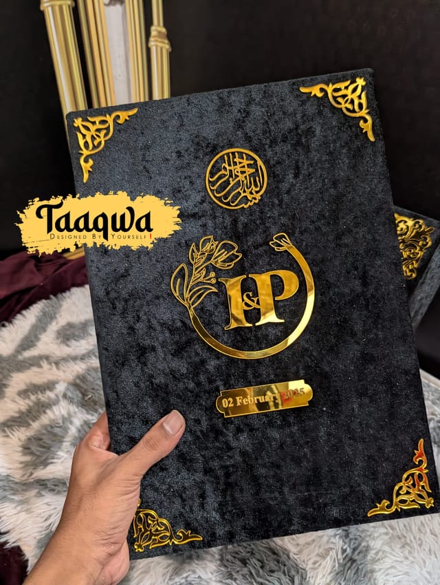 Premium Black Velvat Nikkah Book (With Customised Pen)_img_1