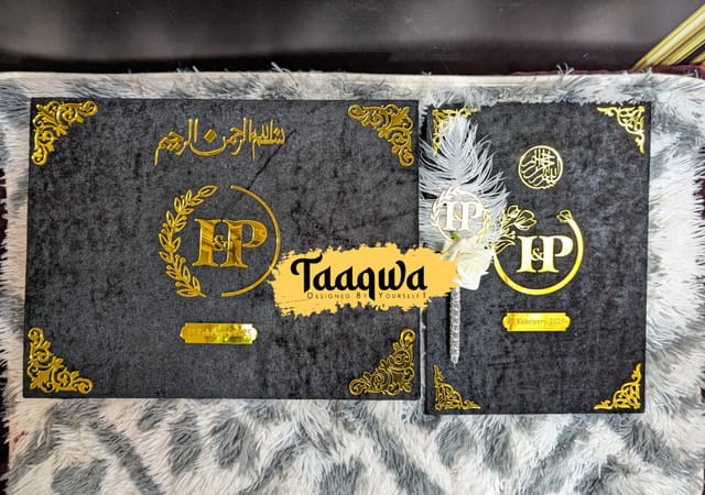 Premium Black Velvat Nikkah Book (With Customised Pen)_img_3