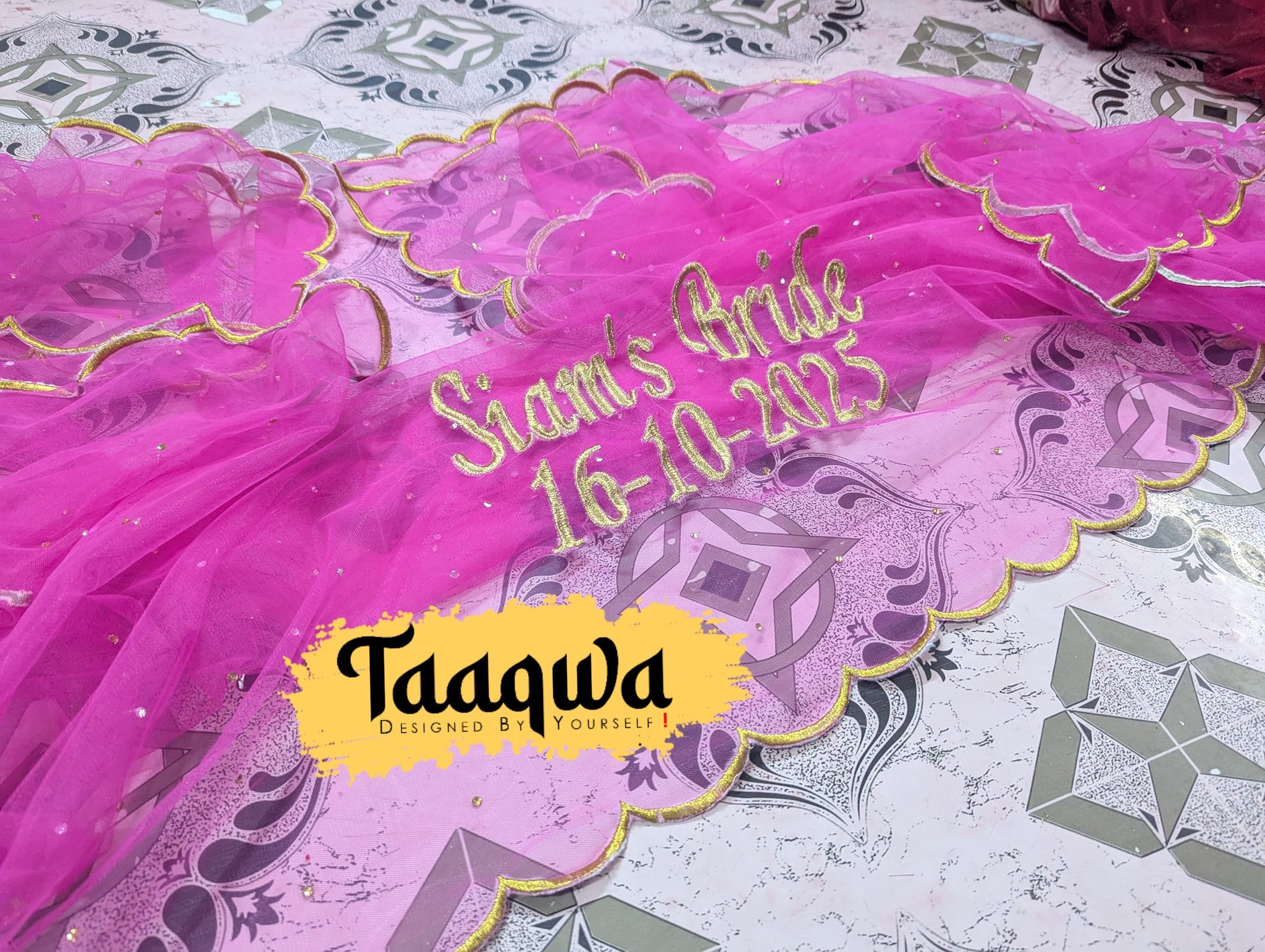 Premium Magenta Cut - Embro Dupatta