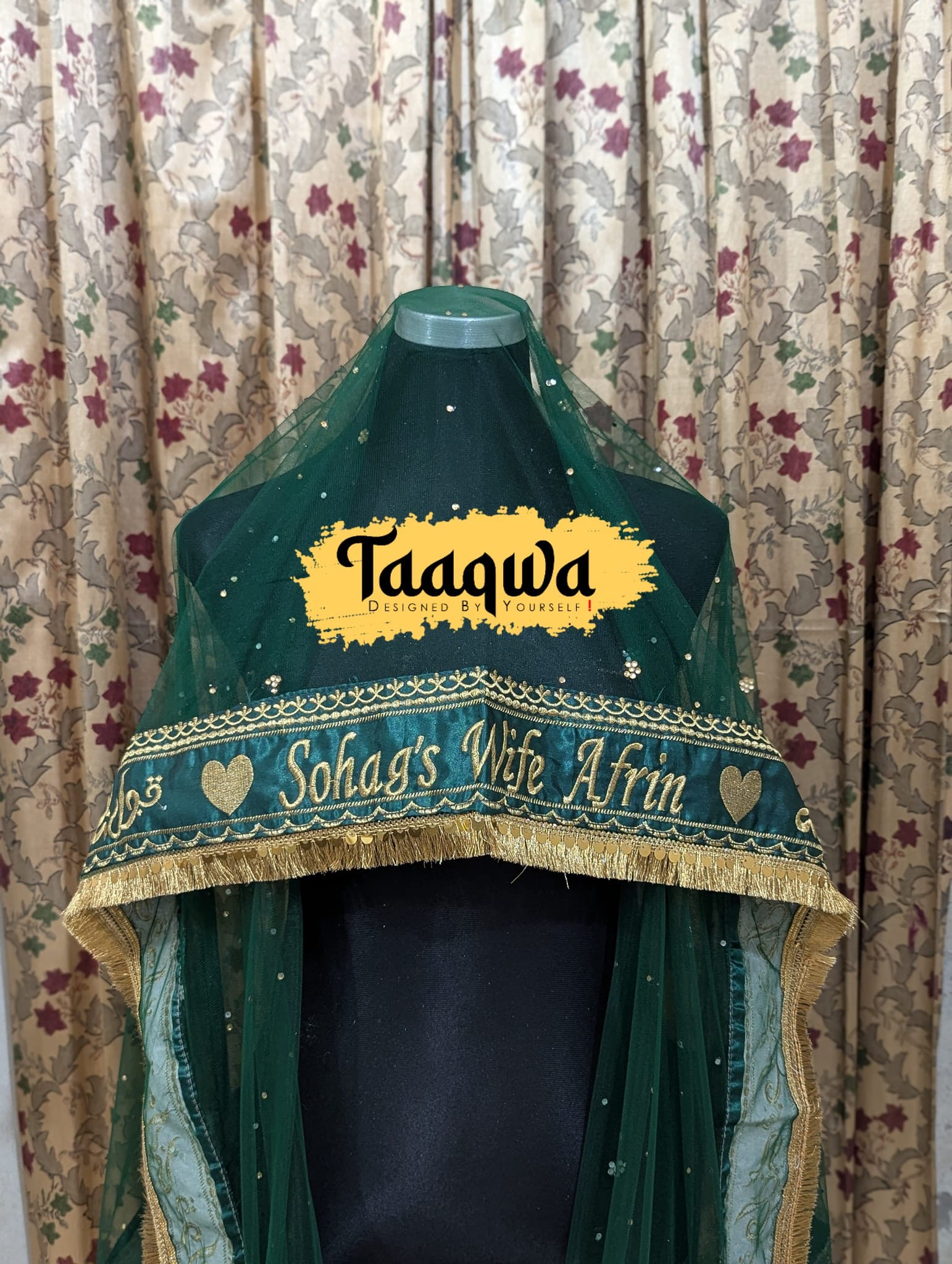 Green Customised Bridal Dupatta