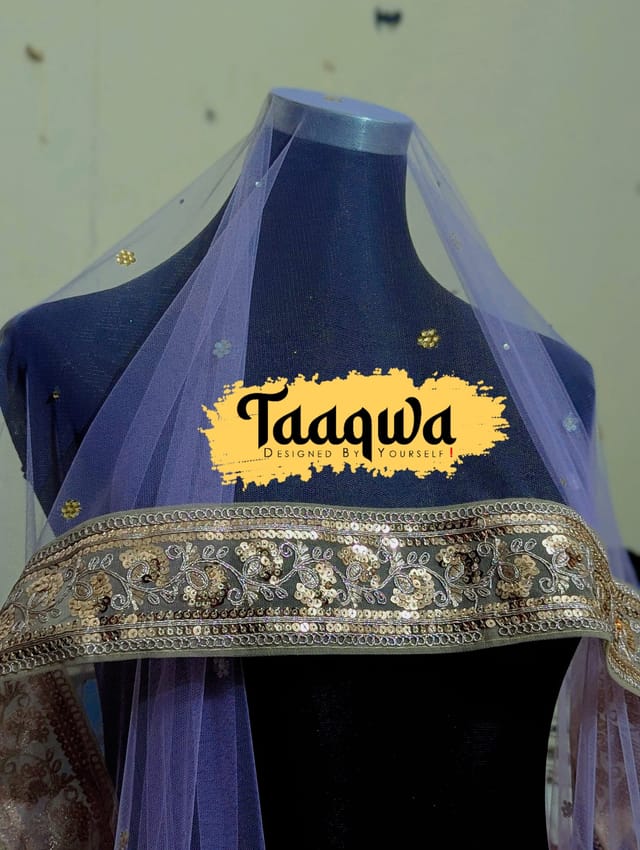 Lavender Colour Semi Bridal Dupatta_img_0