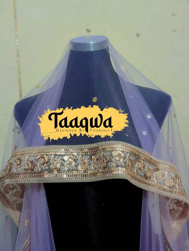 Lavender Colour Semi Bridal Dupatta_img_1