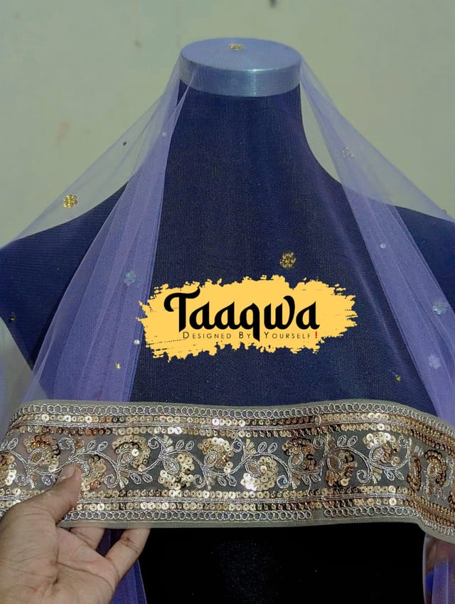Lavender Colour Semi Bridal Dupatta_img_2