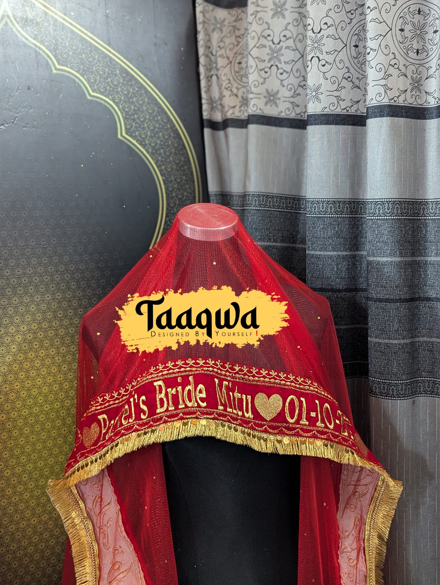 Red Customised Bridal Dupatta