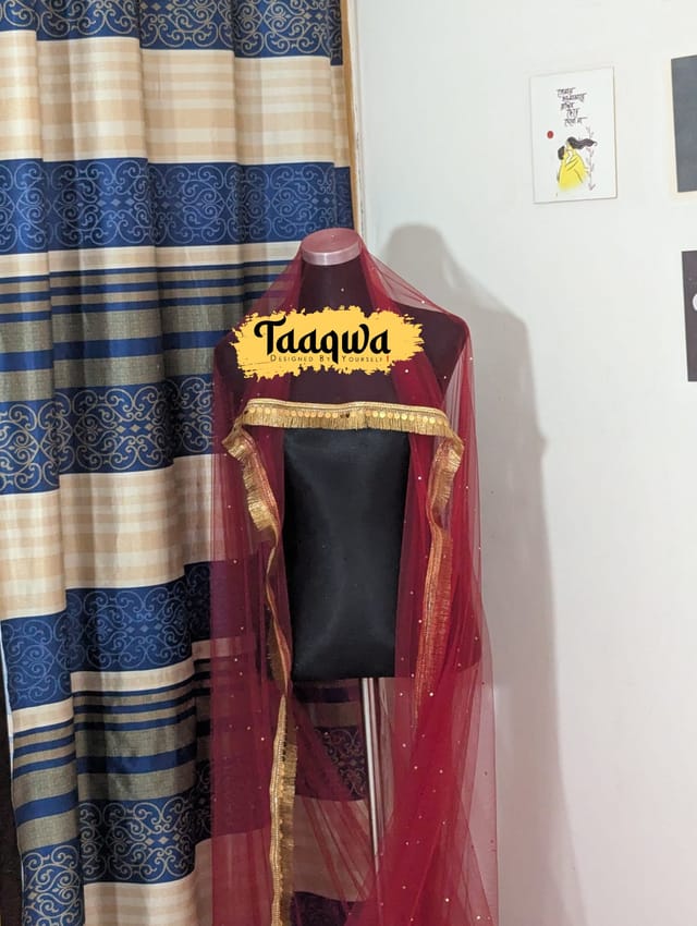 Premium Quality Meroon Long Jhalor Tailcut Veil_img_0