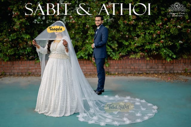 Luxury Hand-Crafted  White Floral Long Veil_img_1